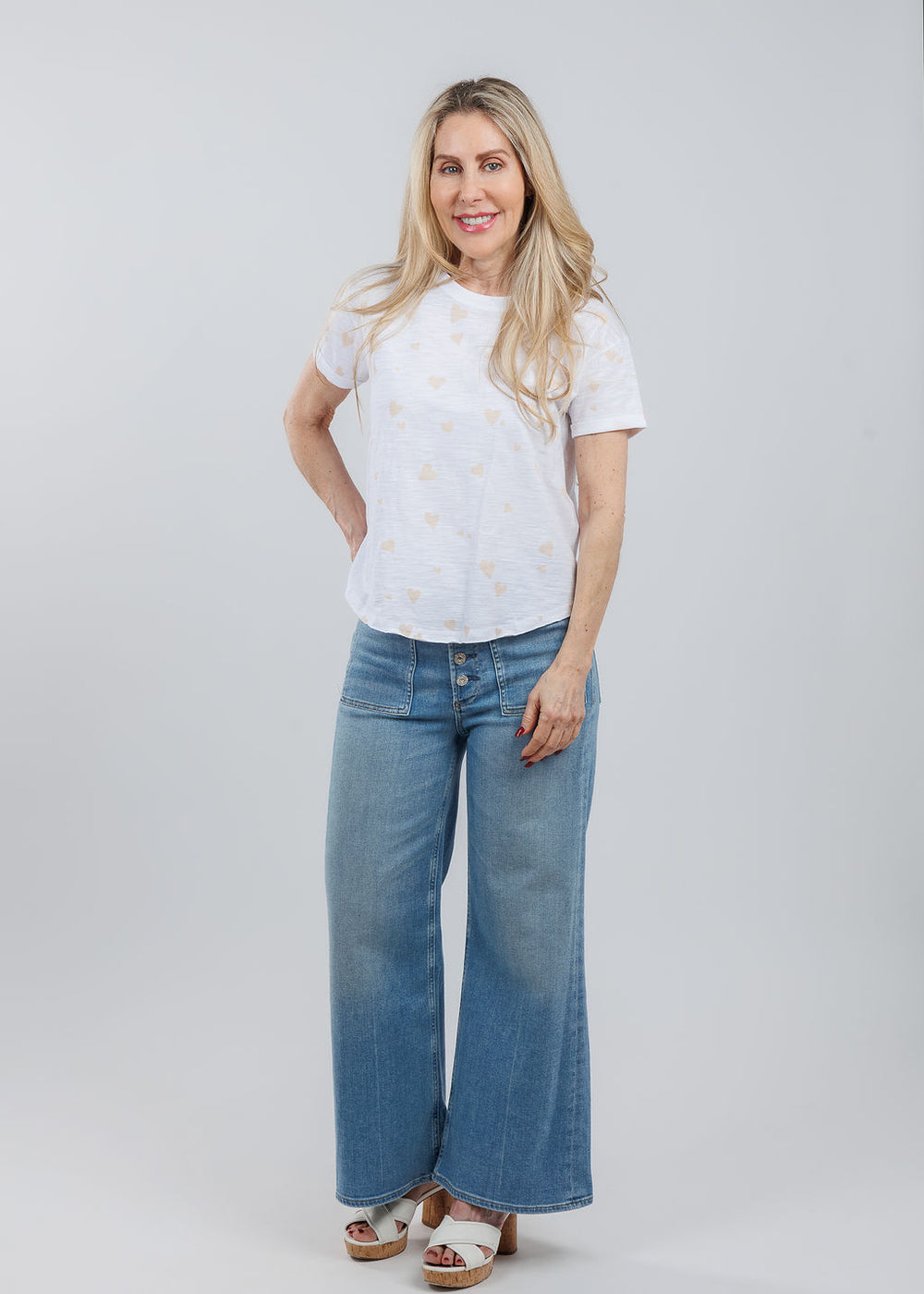 Lisa Todd Love Life Tee in White paired with Citizens of Humanity Lyra Patch Pocket Jeans in Splendor available at Barbara Katz