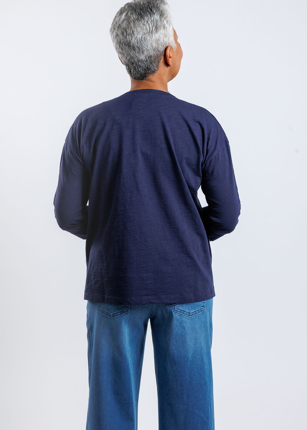 Lisa Todd Mesh Fest V Top in Navy available at Barbara Katz