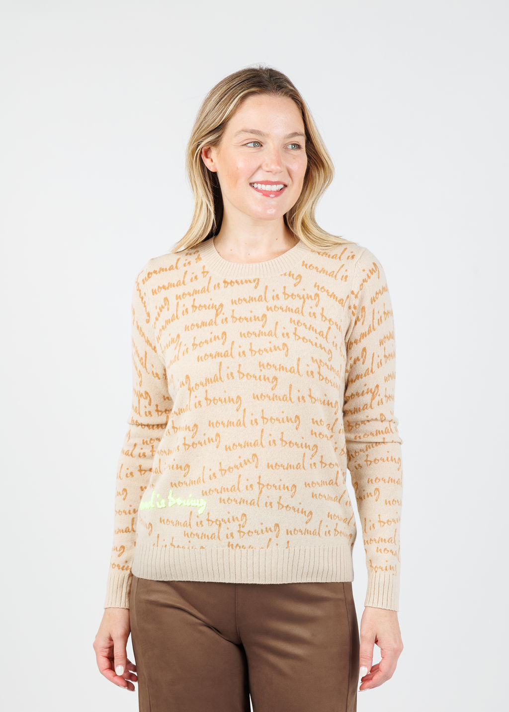 Lisa Todd Normal is Boring Sweater in Latte available at Barbara Katz
