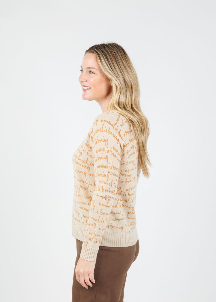 Lisa Todd Normal is Boring Sweater in Latte available at Barbara Katz