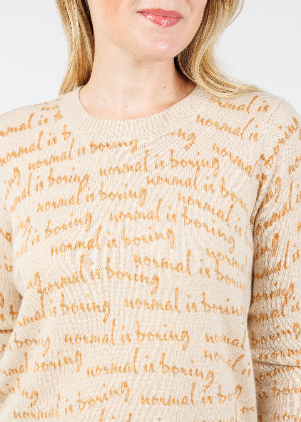 Lisa Todd Normal is Boring Sweater in Latte available at Barbara Katz