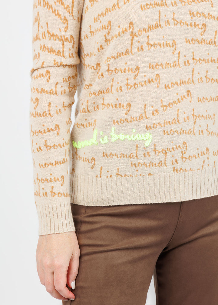 Lisa Todd Normal is Boring Sweater in Latte available at Barbara Katz
