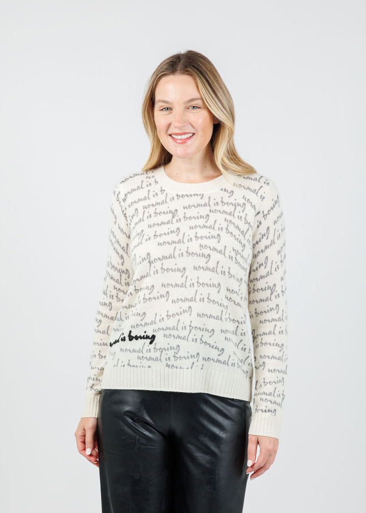 Lisa Todd Normal is Boring Sweater in Winter White available at Barbara Katz