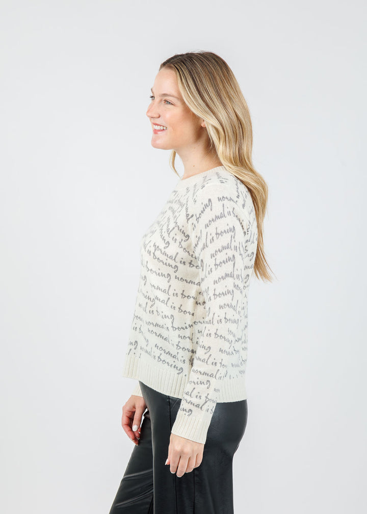 Lisa Todd Normal is Boring Sweater in Winter White available at Barbara Katz