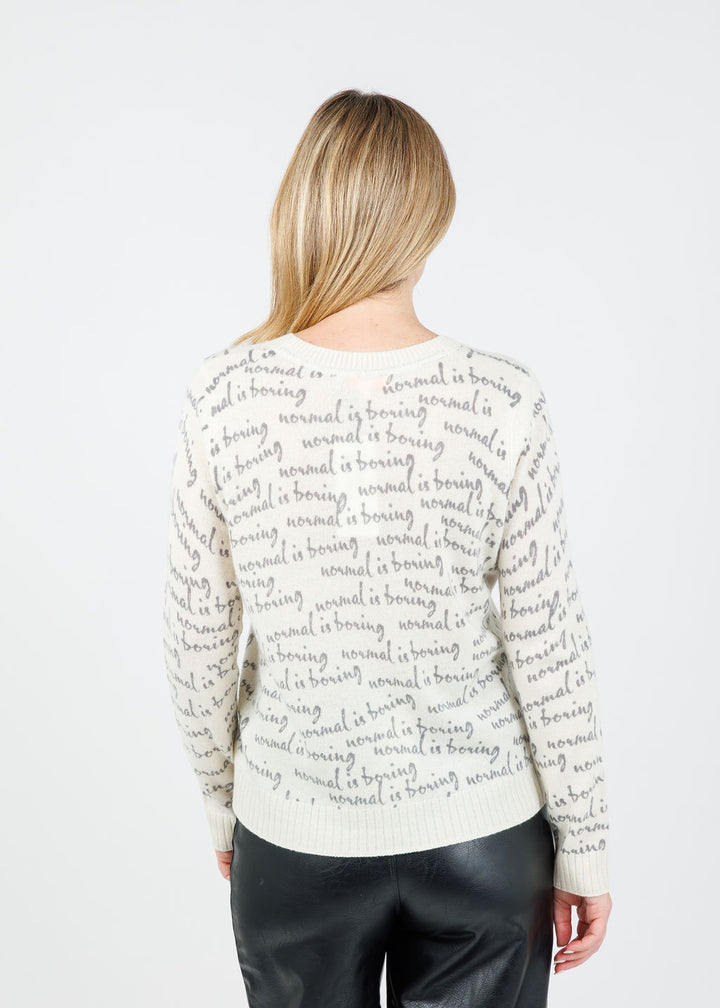 Lisa Todd Normal is Boring Sweater in Winter White available at Barbara Katz