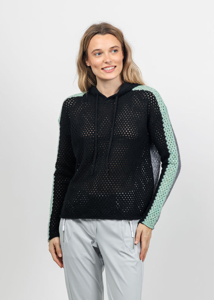 Lisa Todd Pop Hoodie in Black/Grey available at Barbara Katz