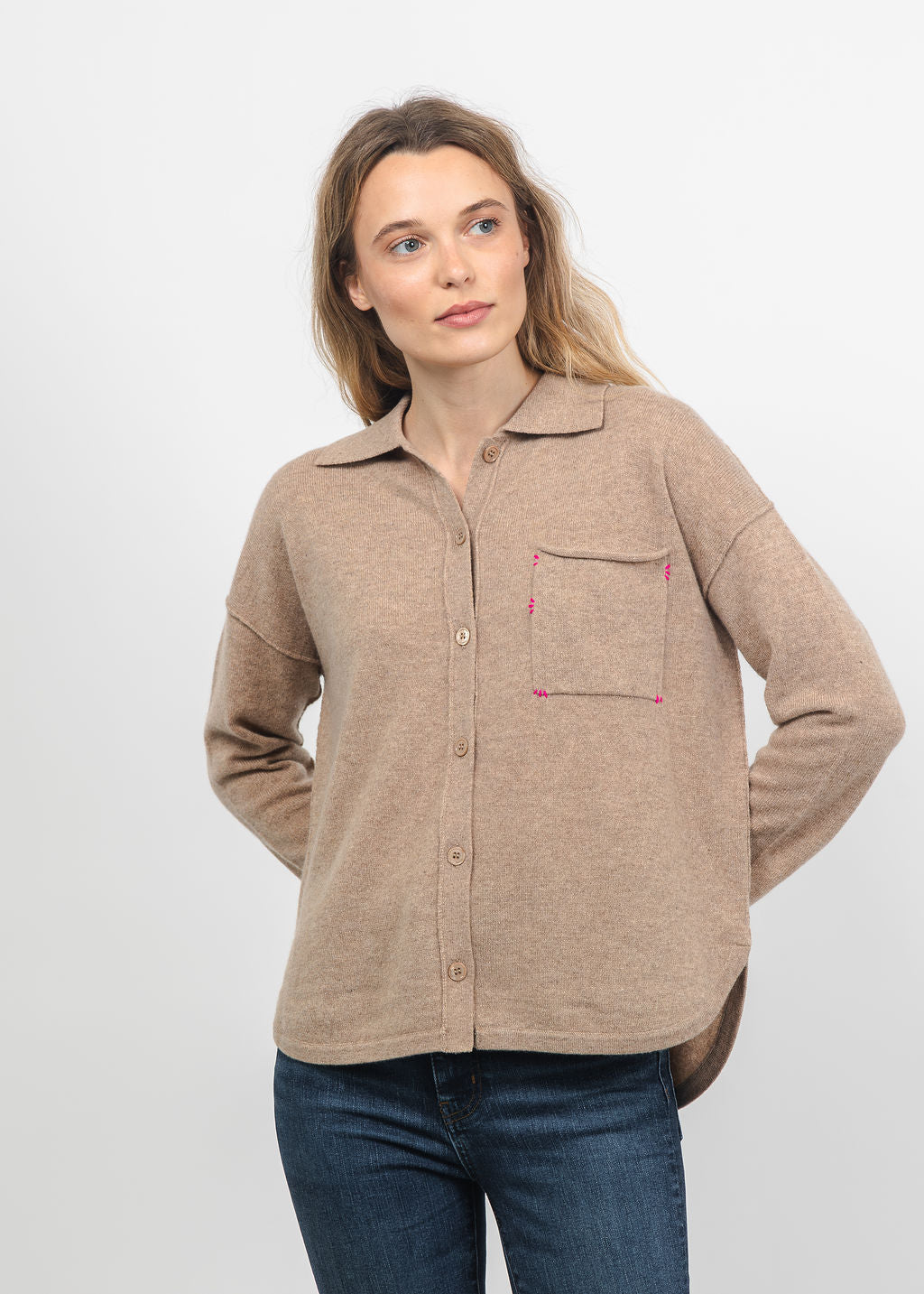 Lisa Todd The Big Shirt in Biscuit available at Barbara Katz