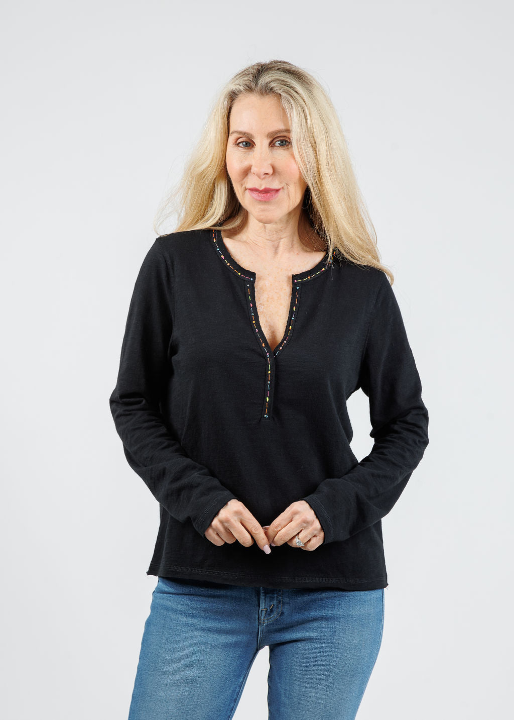 Lisa Todd XO Long Sleeve Tee in Black available at Barbara Katz