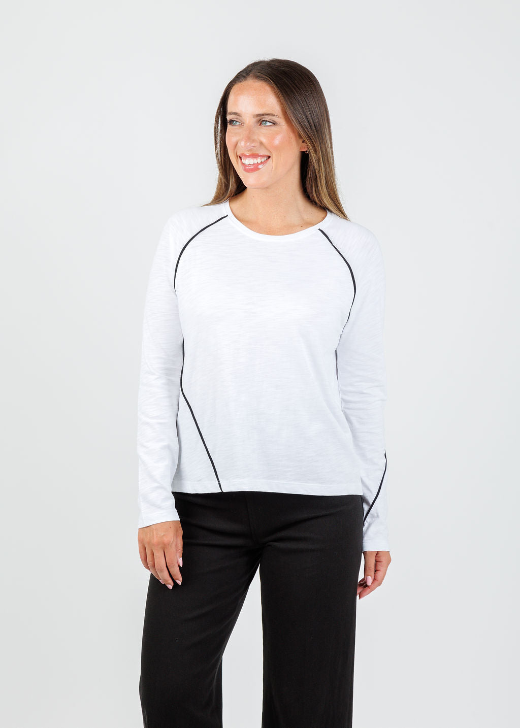 Lisa Todd Piping Hot Tee in White available at Barbara Katz