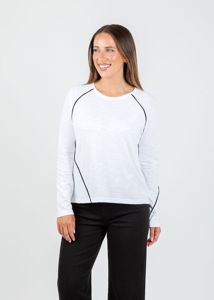 Lisa Todd Piping Hot Tee in White available at Barbara Katz