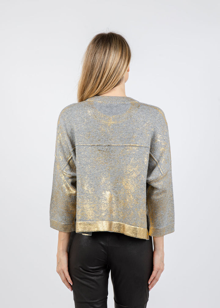 Liviana Conti Niles Gold Metallic Cardigan in Oro available at Barbara Katz