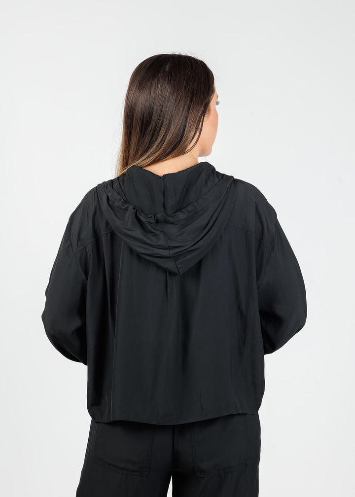 Lola & Sophie Astrid Hoodie Jacket With Pocket in Black available at Barbara Katz