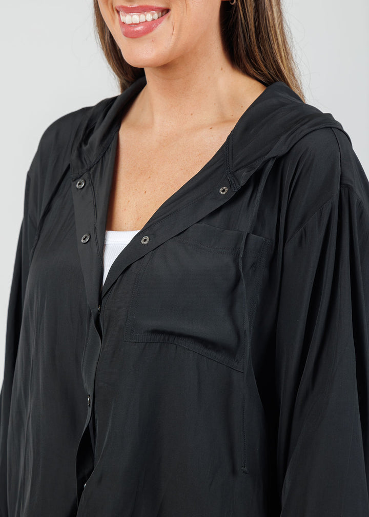 Lola & Sophie Astrid Hoodie Jacket With Pocket in Black available at Barbara Katz