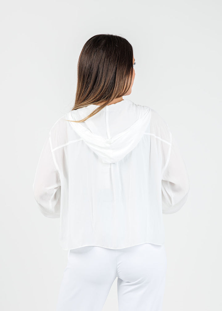 Lola & Sophie Astrid Hoodie Jacket With Pocket in White available at Barbara Katz