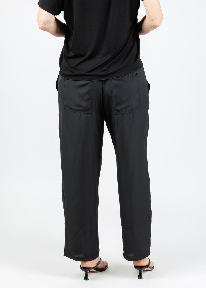 Lola & Sophie D-Satin Cropped Jogger in Black available at Barbara Katz