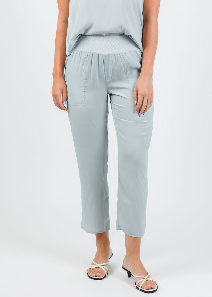 Lola & Sophie D Satin Crop Pants in Mineral available at Barbara Katz