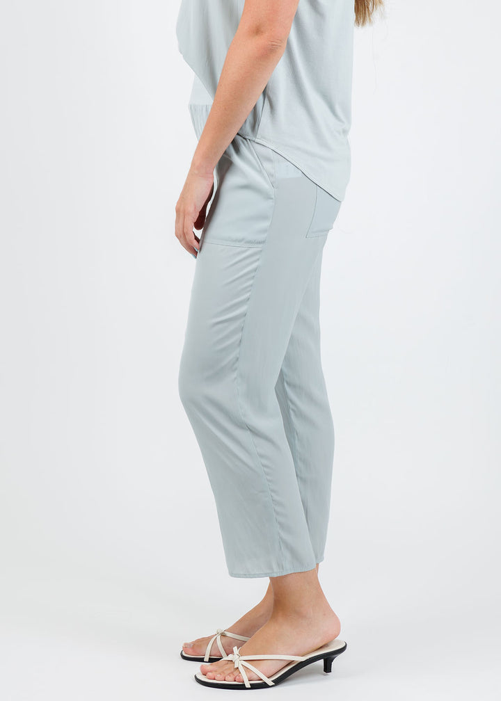 Lola & Sophie D Satin Crop Pants in Mineral available at Barbara Katz