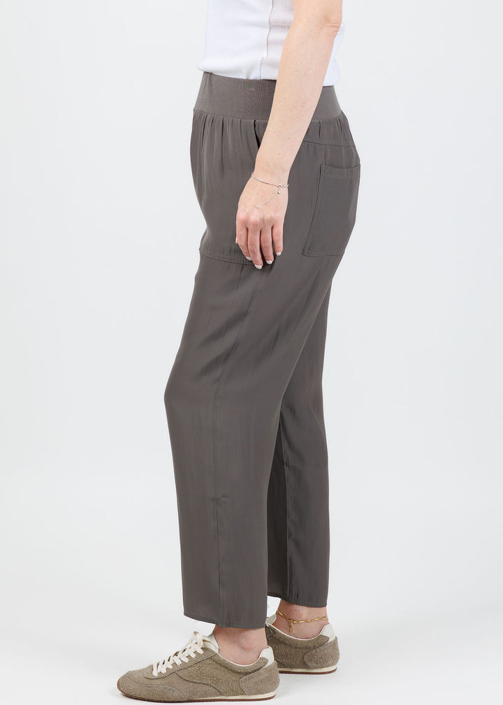 Lola & Sophie D Satin Crop Pants in Steel available at Barbara Katz
