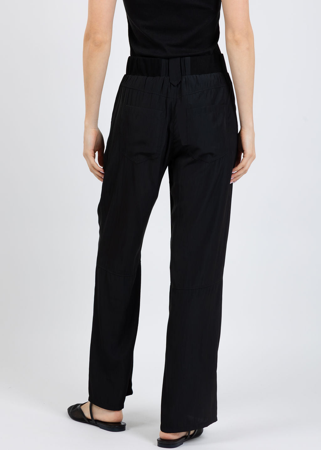 Lola & Sophie D Satin Pants in Black available at Barbara Katz