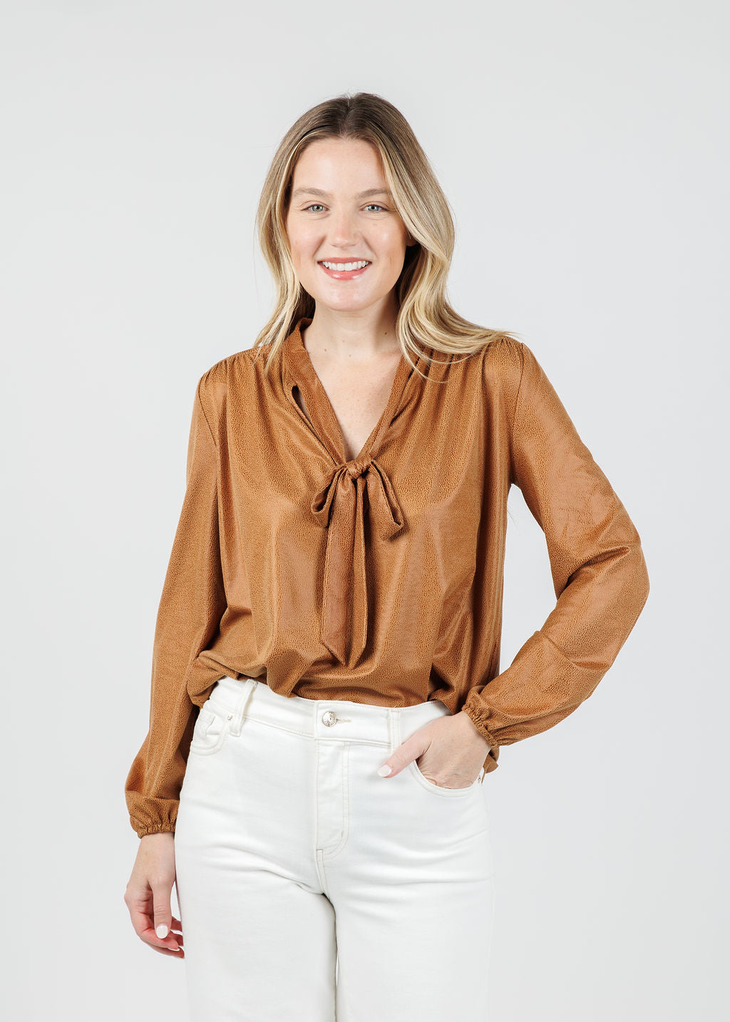 Lola & Sophie Ellie Vegan Shagreen Top in Caramel available at Barbara Katz