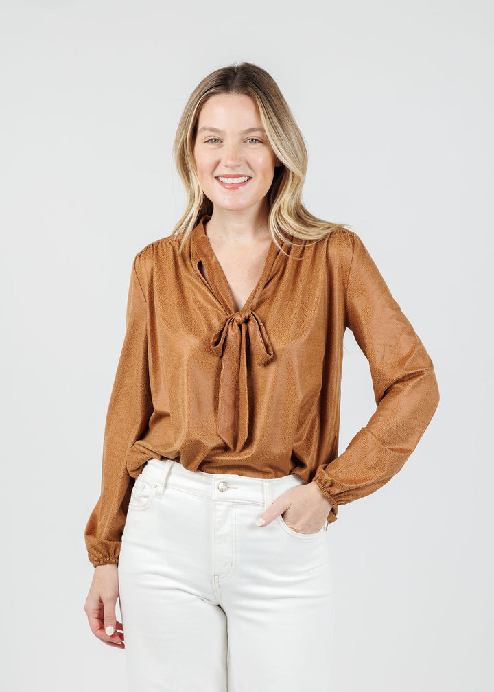 Lola & Sophie Ellie Vegan Shagreen Top in Caramel available at Barbara Katz