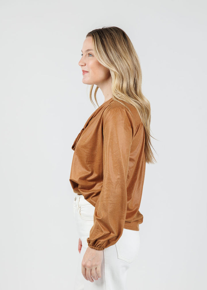 Lola & Sophie Ellie Vegan Shagreen Top in Caramel available at Barbara Katz