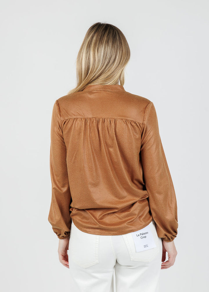 Lola & Sophie Ellie Vegan Shagreen Top in Caramel available at Barbara Katz