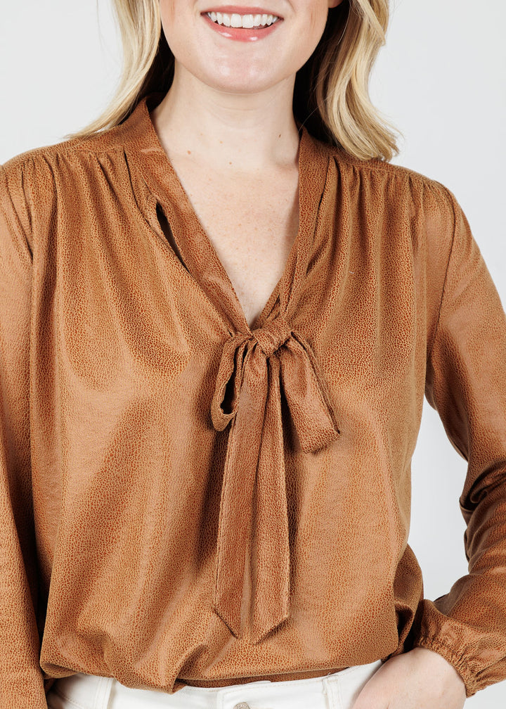 Lola & Sophie Ellie Vegan Shagreen Top in Caramel available at Barbara Katz