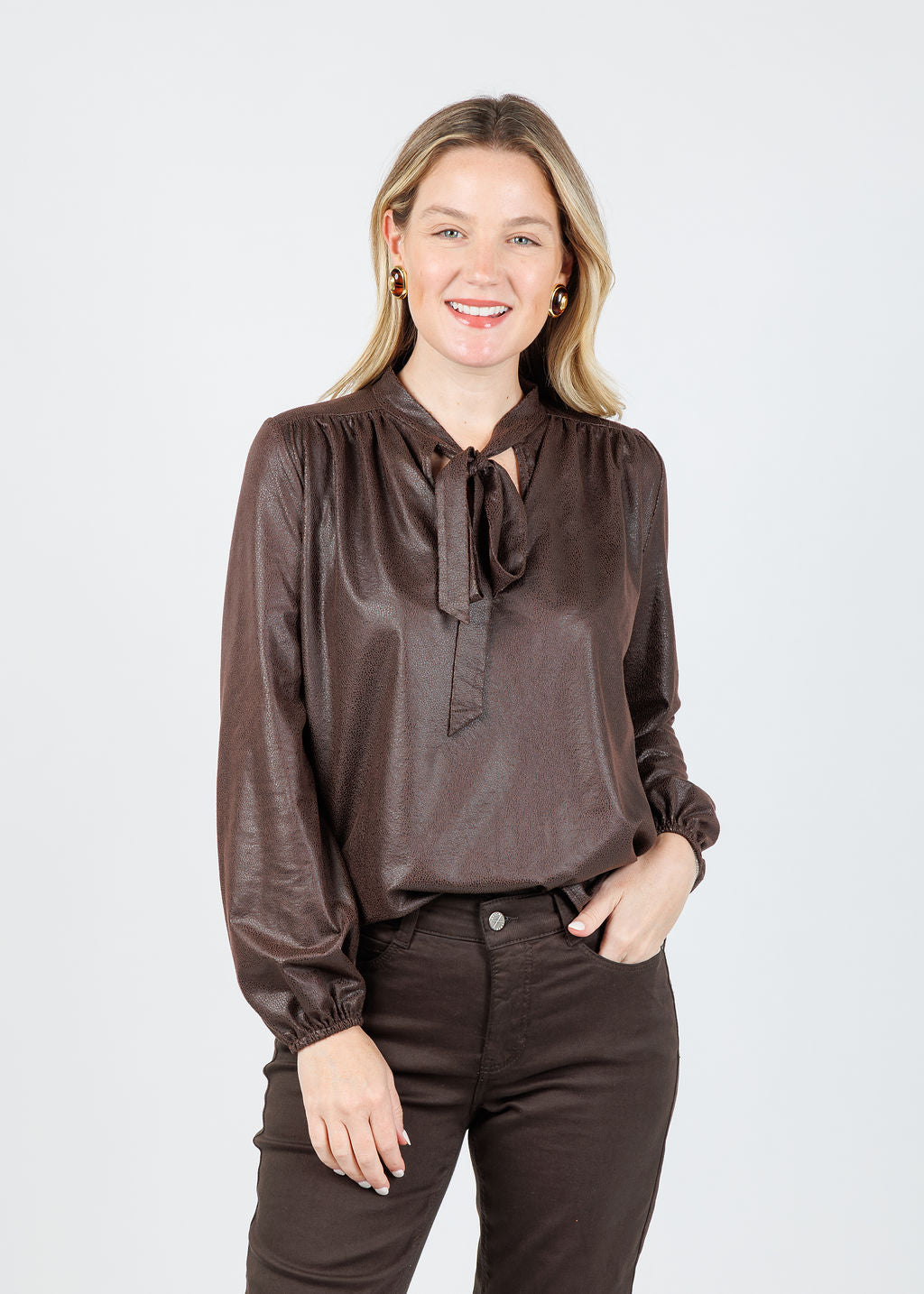Lola & Sophie Ellie Vegan Shagreen Top in Leather available at Barbara Katz