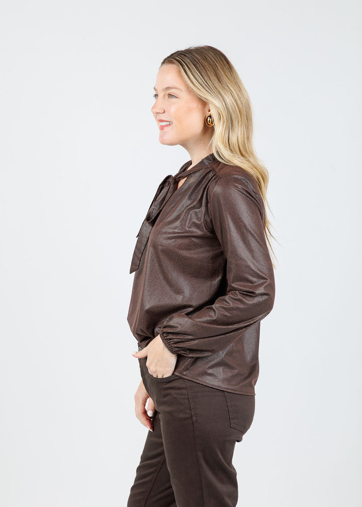 Lola & Sophie Ellie Vegan Shagreen Top in Leather available at Barbara Katz