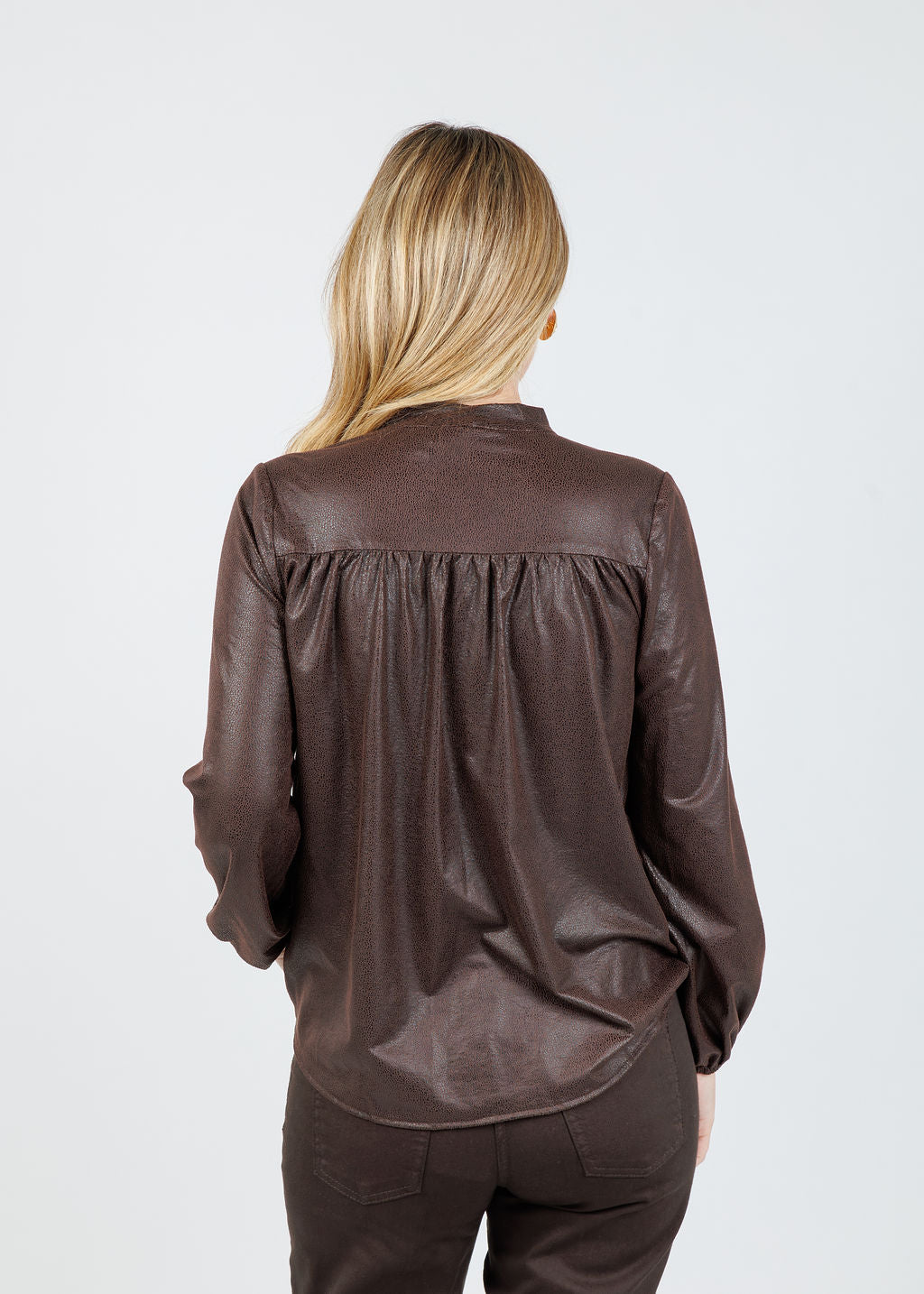 Lola & Sophie Ellie Vegan Shagreen Top in Leather available at Barbara Katz