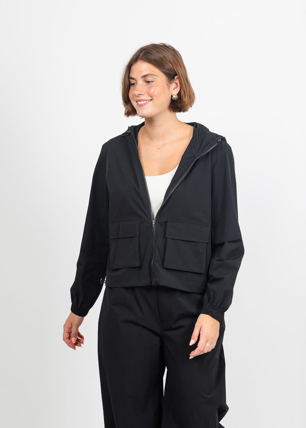 Lola & Sophie Maya Tech Canvas Jacket in Black available at Barbara Katz