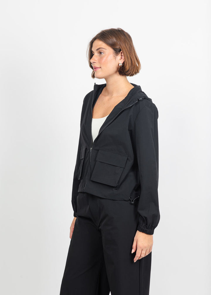Lola &amp; Sophie Maya Tech Canvas Jacket in Black available at Barbara Katz