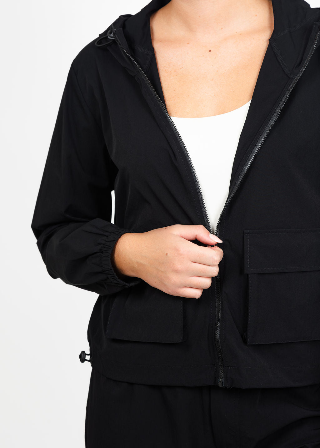 Lola &amp; Sophie Maya Tech Canvas Jacket in Black available at Barbara Katz