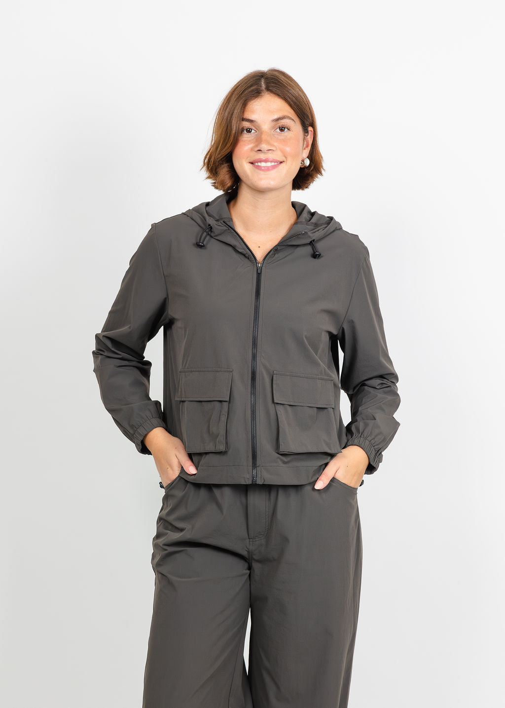 Lola & Sophie Maya Tech Canvas Jacket in Olive available at Barbara Katz