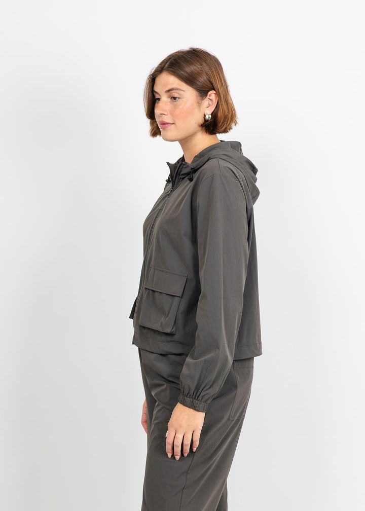 Lola &amp; Sophie Maya Tech Canvas Jacket in Olive available at Barbara Katz