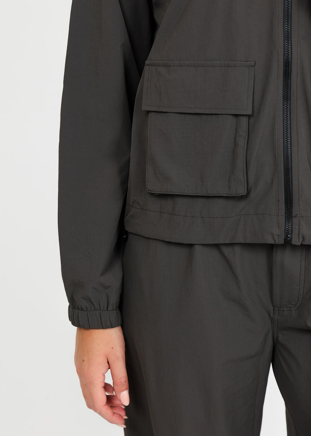 Lola &amp; Sophie Maya Tech Canvas Jacket in Olive available at Barbara Katz