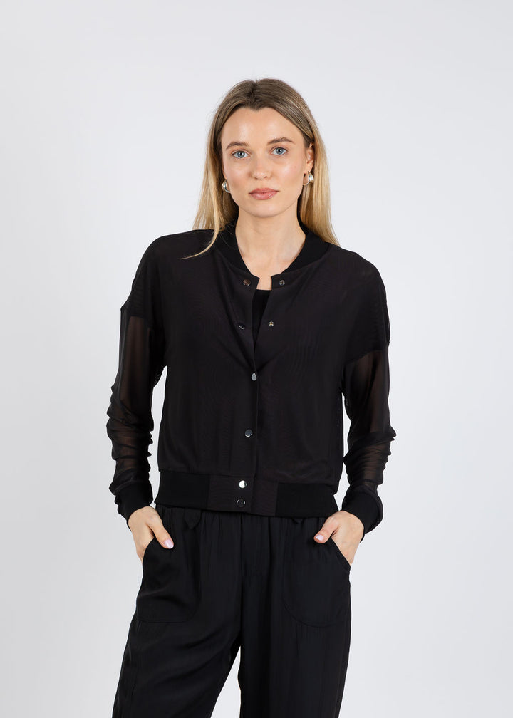 Lola & Sophie Mesh Bomber Jacket in Black available at Barbara Katz