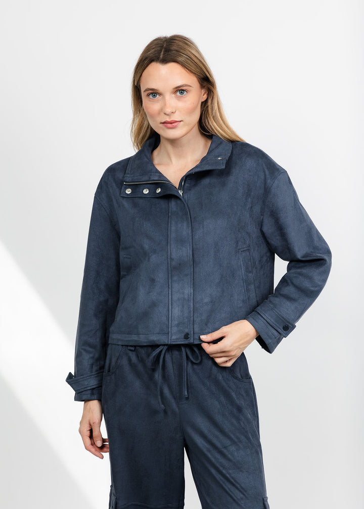 Lola &amp; Sophie The Scout Suede Jacket - Night Watch available at Barbara Katz