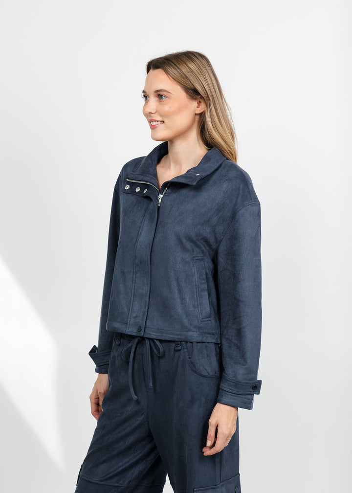 Lola &amp; Sophie The Scout Suede Jacket - Night Watch available at Barbara Katz