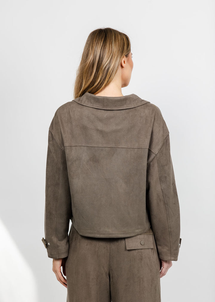 Lola &amp; Sophie The Scout Suede Jacket - Olive available at Barbara Katz