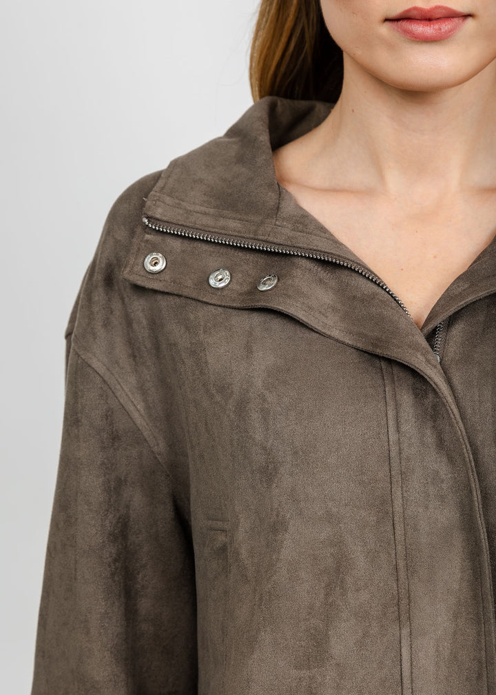 Lola &amp; Sophie The Scout Suede Jacket - Olive available at Barbara Katz
