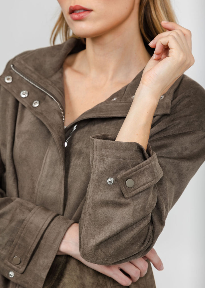 Lola &amp; Sophie The Scout Suede Jacket - Olive available at Barbara Katz
