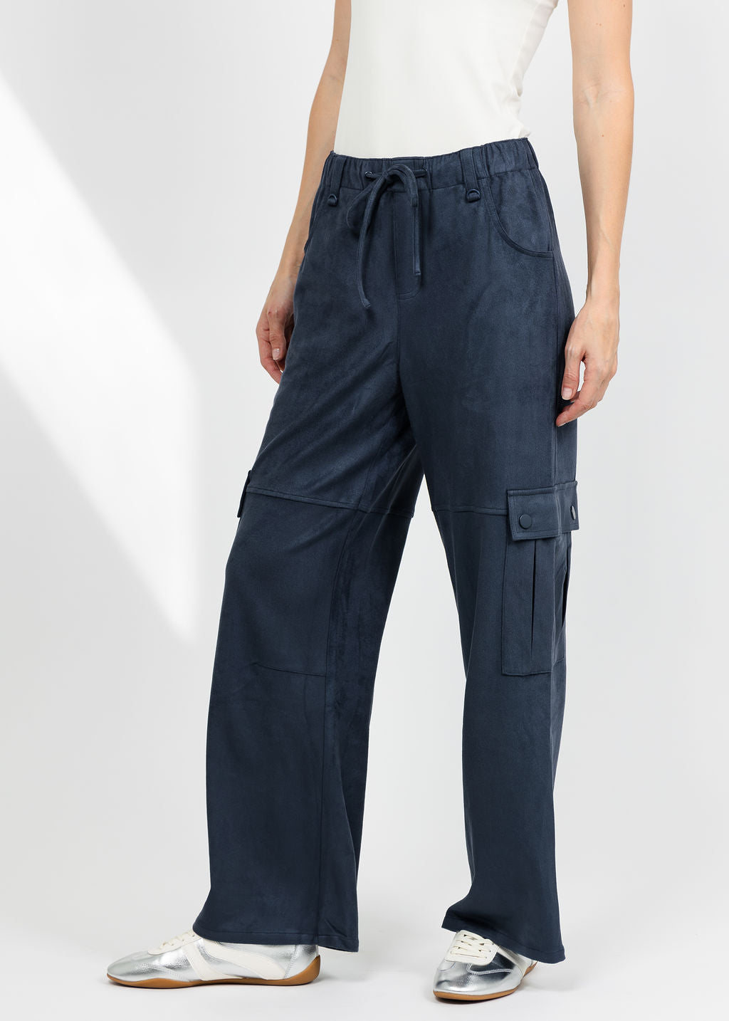 Lola &amp; Sophie The Scout Suede Pant - Night Watch available at Barbara Katz