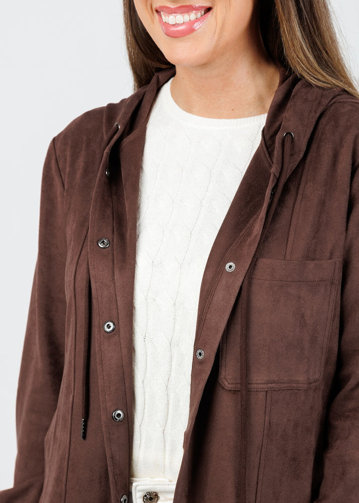 Lola & Sophie Ultra Suede Jacket in Coco available at Barbara Katz