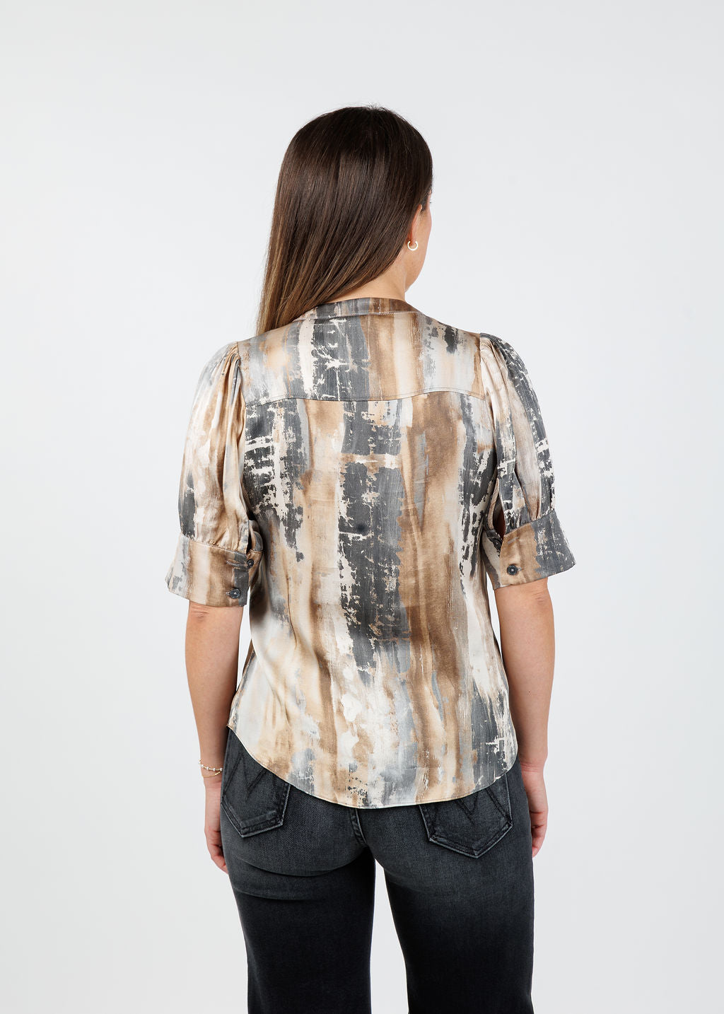 Lola & Sophie Venetian Blouse in Charcoal available at Barbara Katz