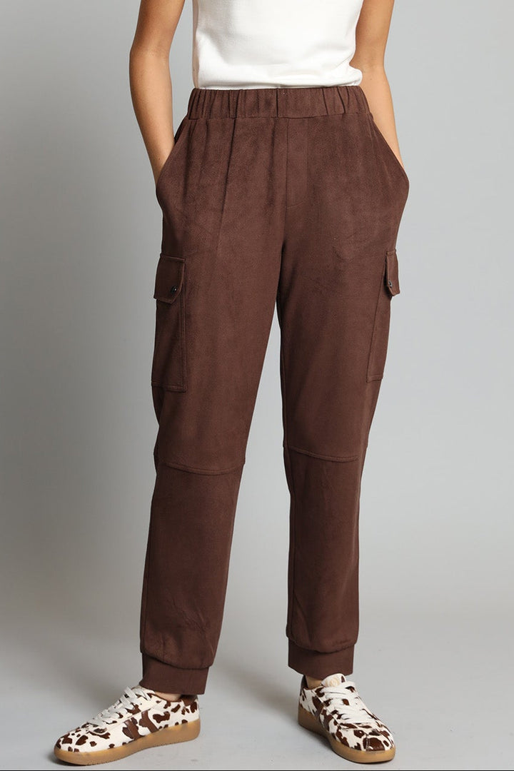 Lola & Sophie Suede Cargo Pants in Coco available at Barbara Katz