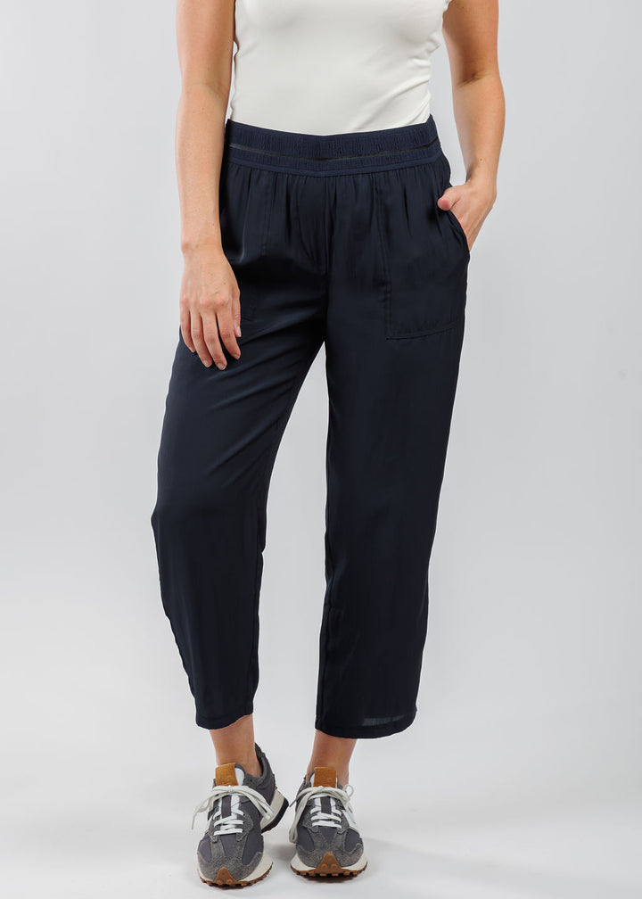 Lola & Sophie D-Satin Cropped Jogger in Nightwatch available at Barbara Katz