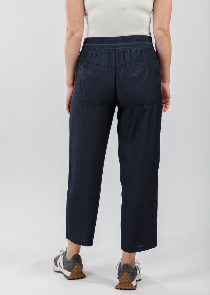 Lola & Sophie D-Satin Cropped Jogger in Nightwatch available at Barbara Katz