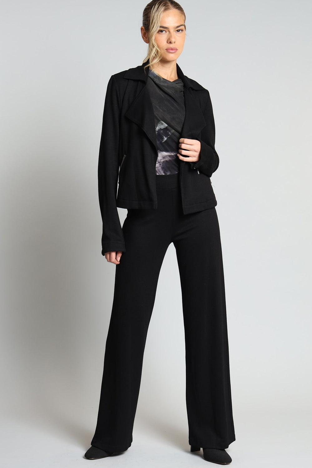 Lola & Sophie Luxe Ponte Pull On Pants in Black available at Barbara Katz